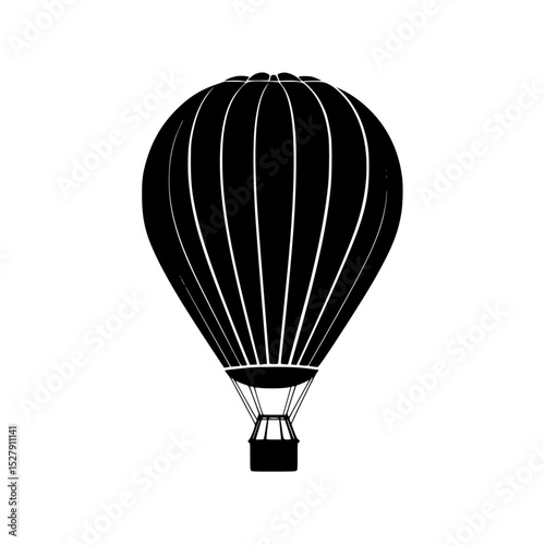 a black and white silhouette of a hot air balloon air balloon, black, fly, hot, icon, silhouette, sky