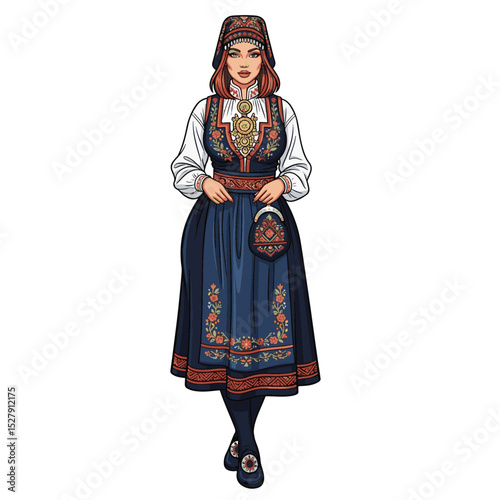 Traditional Ukrainian woman in embroidered dress holding a basket inspiring cultural heritage
