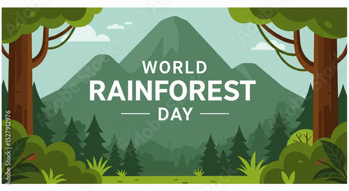 World Rainforest Day Lush Green Rainforest Landscape Illustration