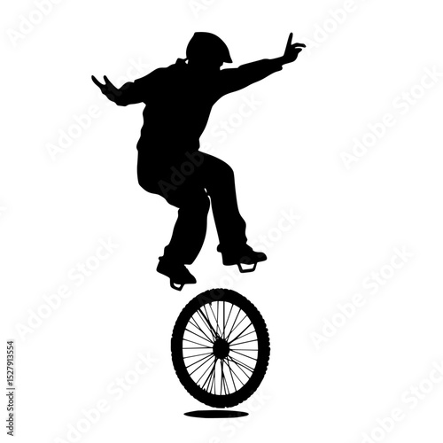 a silhouette of a man doing a trick on a bike bike, man, silhouette, wheel
