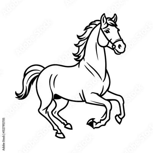 走る馬の線画｜Running Horse Line Art