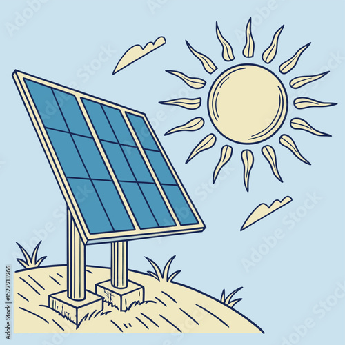 solar panel and sun