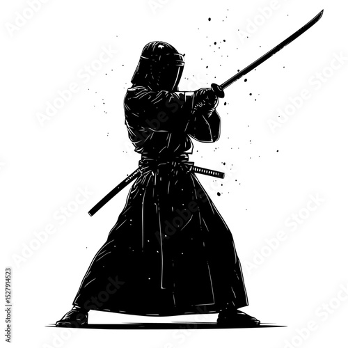 black and white art of a person holding a sword art, black, hold, person, sword 