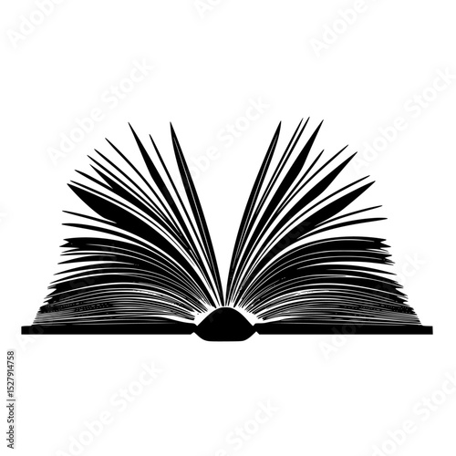 a black and white silhouette of an open book black, book, open, silhouette 