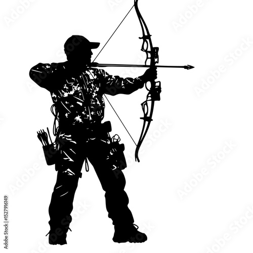 a black silhouette of a man shooting a bow and arrow arrow, black, bow, man, shoot, silhouette