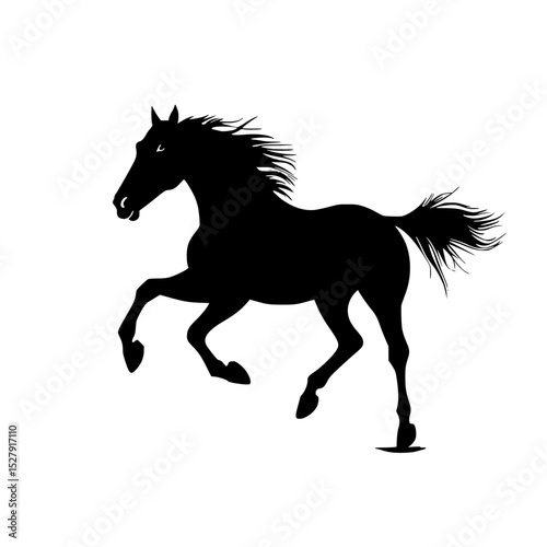 black silhouette of a galloping horse on a white background black, horse, silhouette 