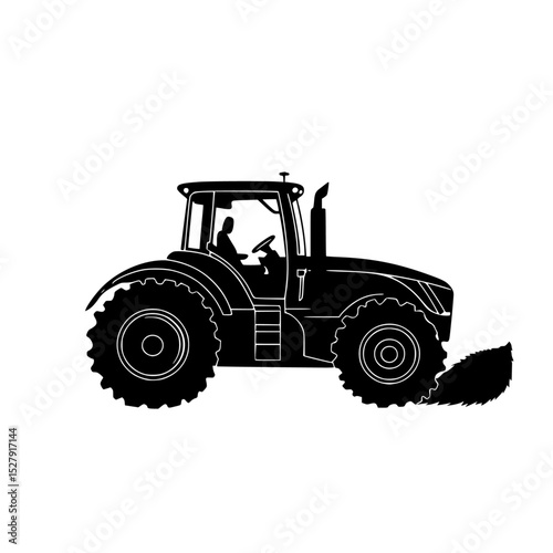 a black silhouette of a tractor on a white background black, drive, illustration, silhouette, tractor