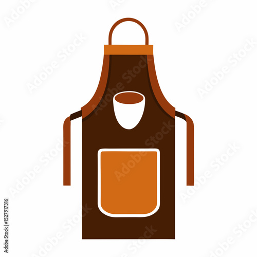 Brown apron with coffee cup icon illustration
