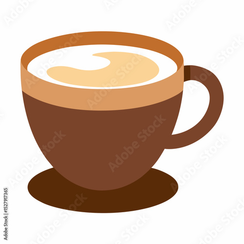 Brown cup of coffee with creamy foam