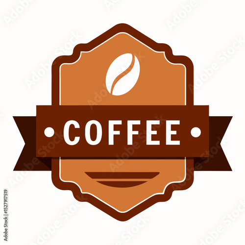 Brown coffee bean badge label design