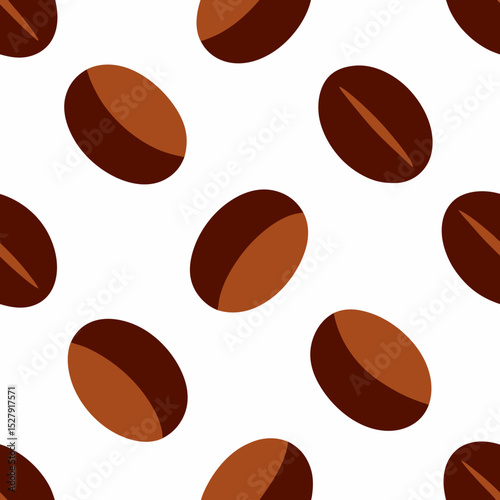 Seamless pattern of brown coffee beans