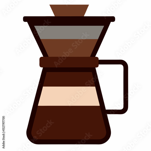 Pour over coffee maker with fresh brewed coffee
