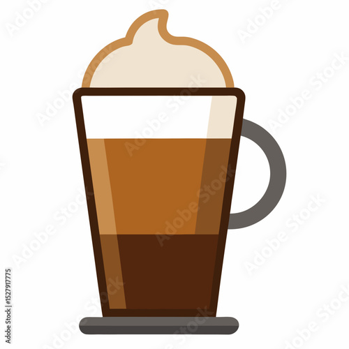 Layered coffee drink with whipped cream illustration