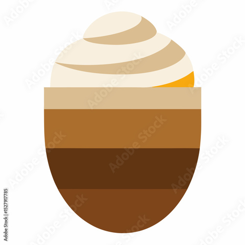 Layered coffee drink with whipped cream topping