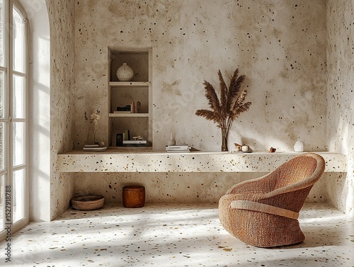 Bamboo Terrazzo Desk with Knit Chair
