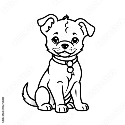 おすわりする子犬｜Sitting Puppy with Collar