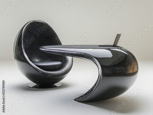 Magnetic Levitation Desk with Sphere Chair
