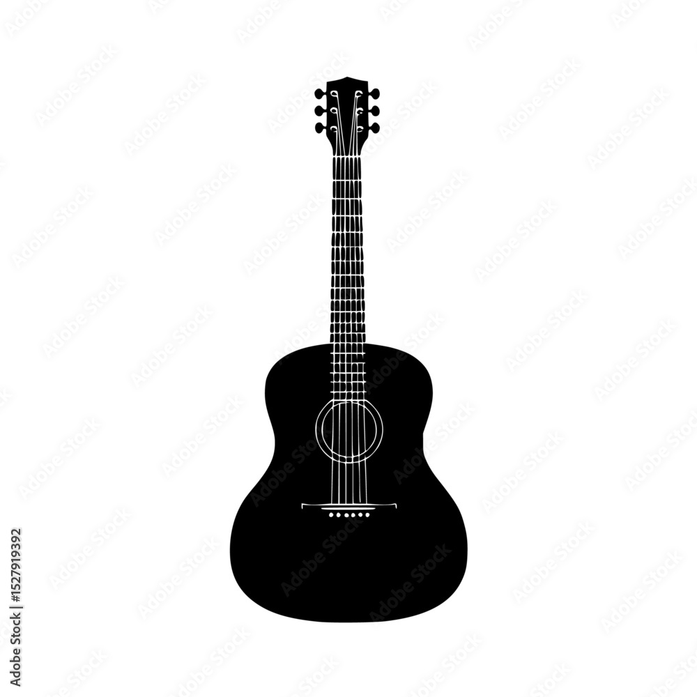 Obraz premium a black acoustic guitar on a white background black, guitar, icon, silhouette 