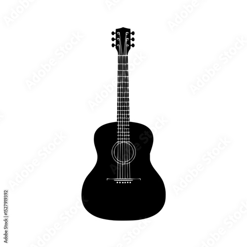 a black acoustic guitar on a white background black, guitar, icon, silhouette 