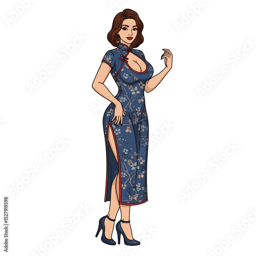 Elegant woman in traditional qipao dress showcasing cultural style and grace
