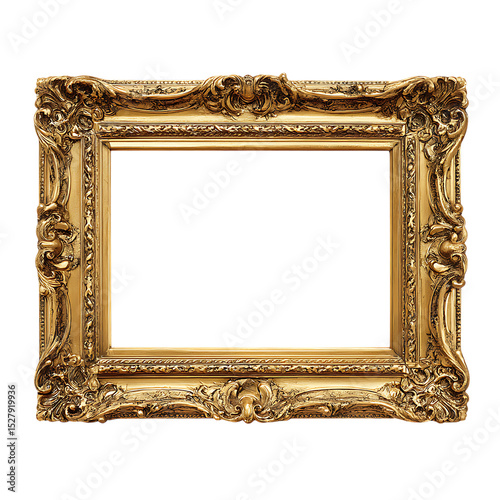 Antique ornate gold frame for vintage art and photo decoration photo
