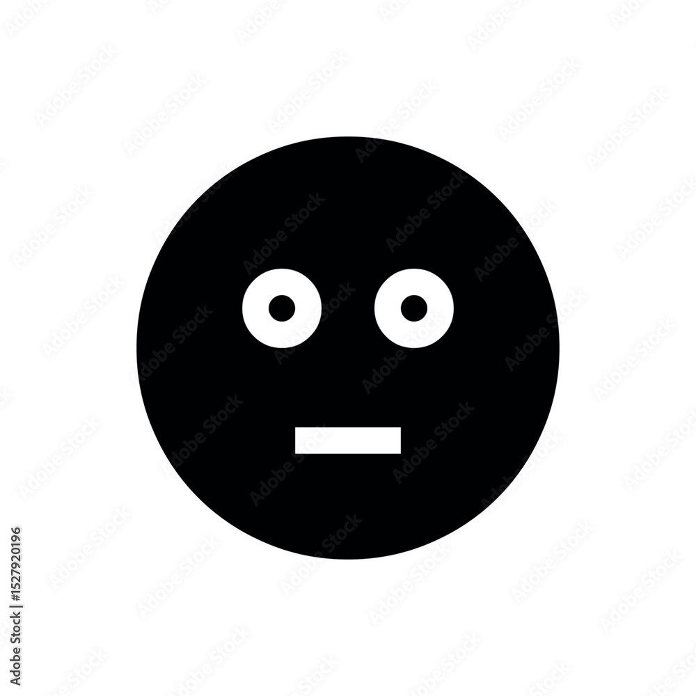 Fototapeta premium Silent Emoji Black, Expressionless Face Silhouette Neutral Mood Icon, Blank Face Vector Graphic