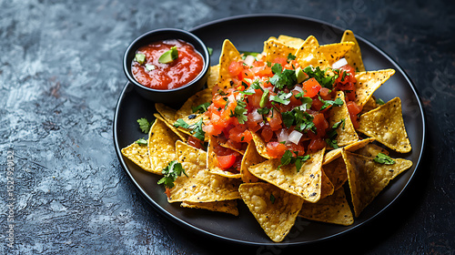 Wallpaper Mural Minimalistic nachos perfectly presented on a clean, modern plate Torontodigital.ca
