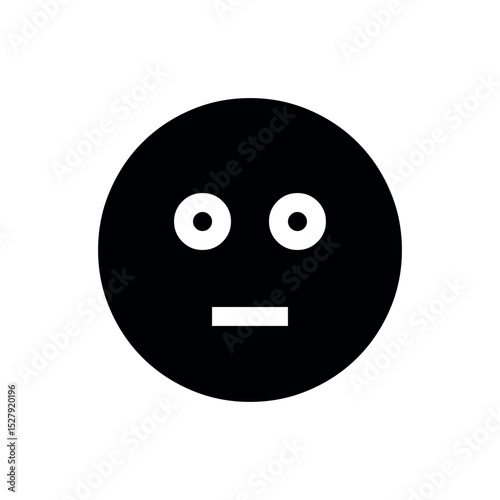 Silent Emoji Black, Expressionless Face Silhouette
Neutral Mood Icon, Blank Face Vector Graphic