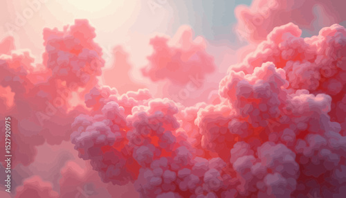 Pink Fluffy Clouds at Sunset: Dreamy Pastel Sky