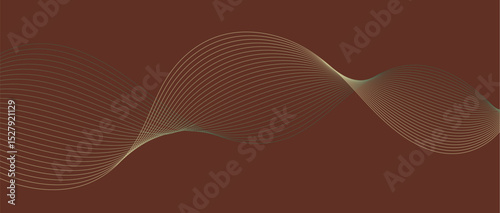 Abstract wave lines in cream-brown gradient on minimalist background. Futuristic and dynamic look, perfect for tech, digital, and modern design projects.