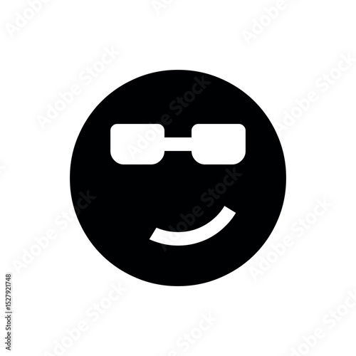 Black Emoji with Sunglasses, Cool Face Silhouette
Relaxed Smiley Vector, Stylish Expression Icon