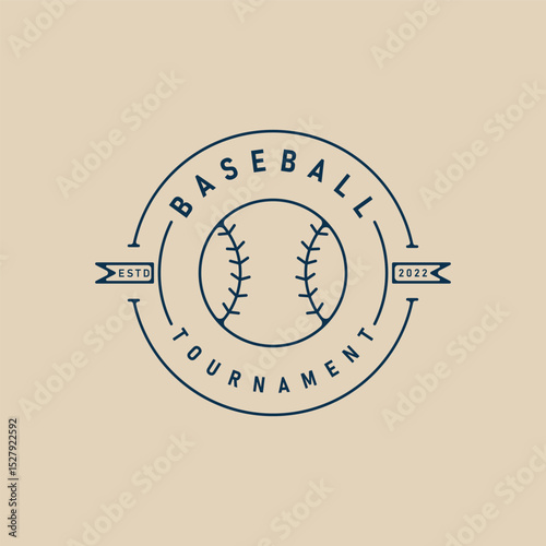 baseball logo line art, ball icon logo minimalist vector illustration graphic design