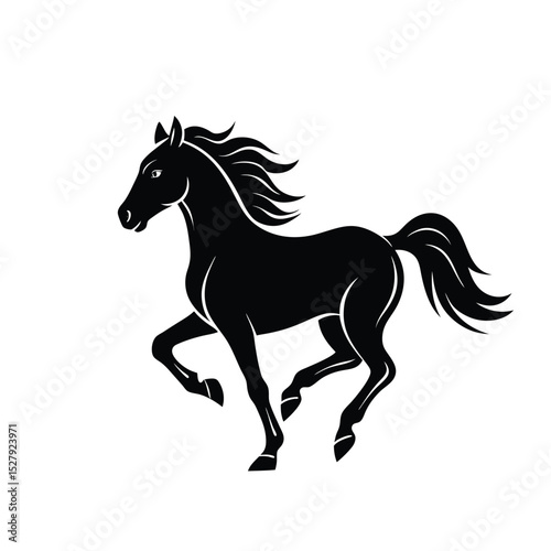 silhouette vector illustration of Running horse  on white background 