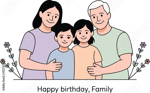 "Family Celebrating a Birthday: Illustration of Love, Unity, and Joyful Moments Together"