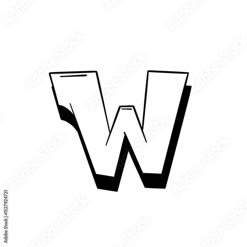 alphabet graffiti letter W isolated textured