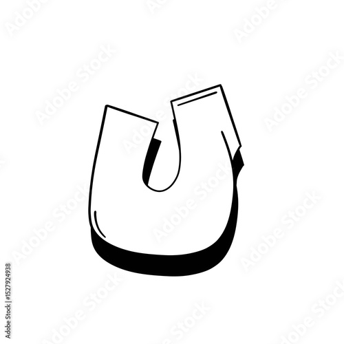 alphabet graffiti letter U isolated in black and white
