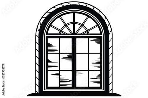 Elegant Arch Top Window Design Architectural Illustration of a Classic Window
