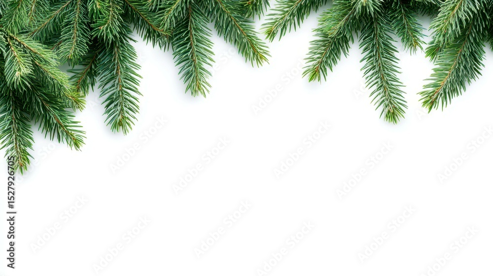 Obraz premium Christmas Evergreen Border: Lush green fir branches create a festive border, perfect for holiday cards, invitations, or winter-themed designs.