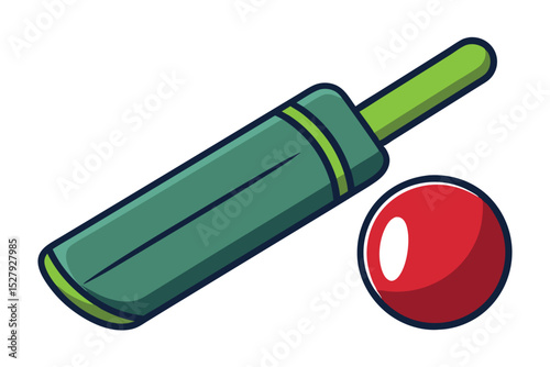 Cricket Bat and Ball A Classic Summer Sport Illustration