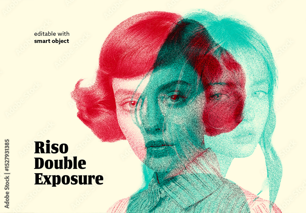 Riso Double Exposure Stock Template | Adobe Stock