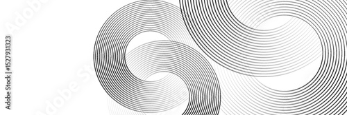 Abstract gold circle lines on dark background. Geometric stripe line art design. Vector illustration, eps10.