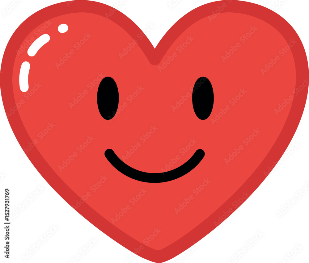 Fototapeta premium Smiling Heart Cartoon Clipart – Cute Red Heart Illustration for Love, Valentine, Kids, and Greeting Cards