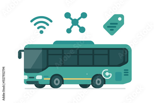 Go green bus with technology and modern features vector illustration