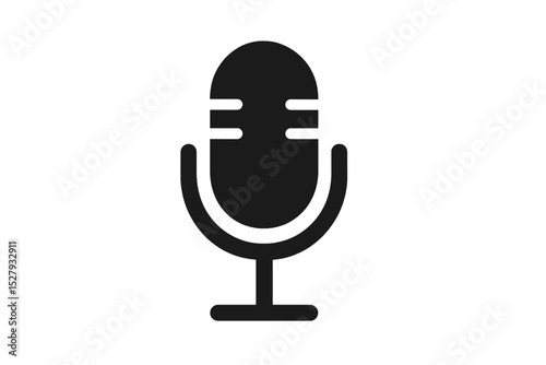 Isolated microphone vector symbol representing sound recording and podcast technology