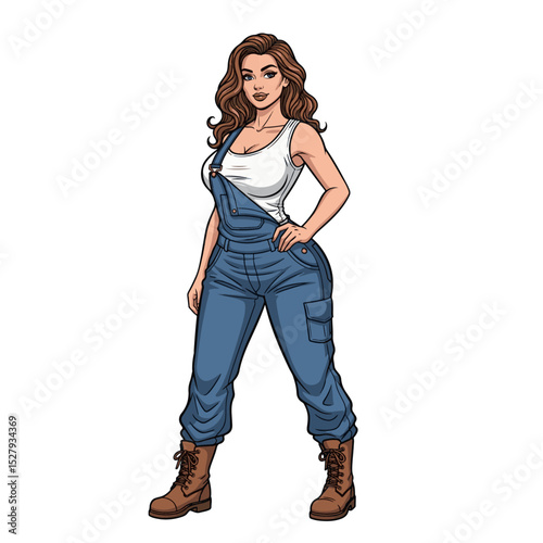 Stylish woman wearing jeans and brown boots with confident stance