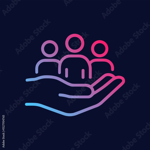 People in hand care support protection. Icon symbol illustration
