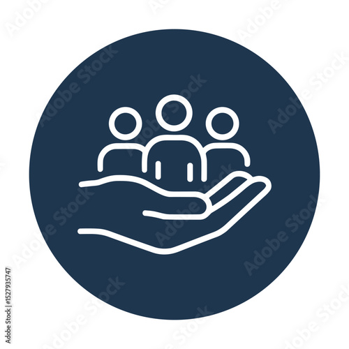 People Protected in Caring Hands. Icon symbol illustration
