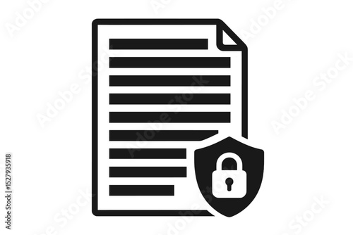 Secure document vector graphic shows protection shield with padlock for sensitive files