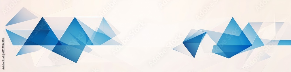 Fototapeta premium Blue Triangles Abstract Background, LinkedIn cover, copy space, AI Generated