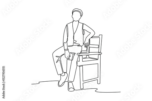 One single line drawing of men use traditional fashion. outfit minimalist concept. Fashion for daily activity concept.